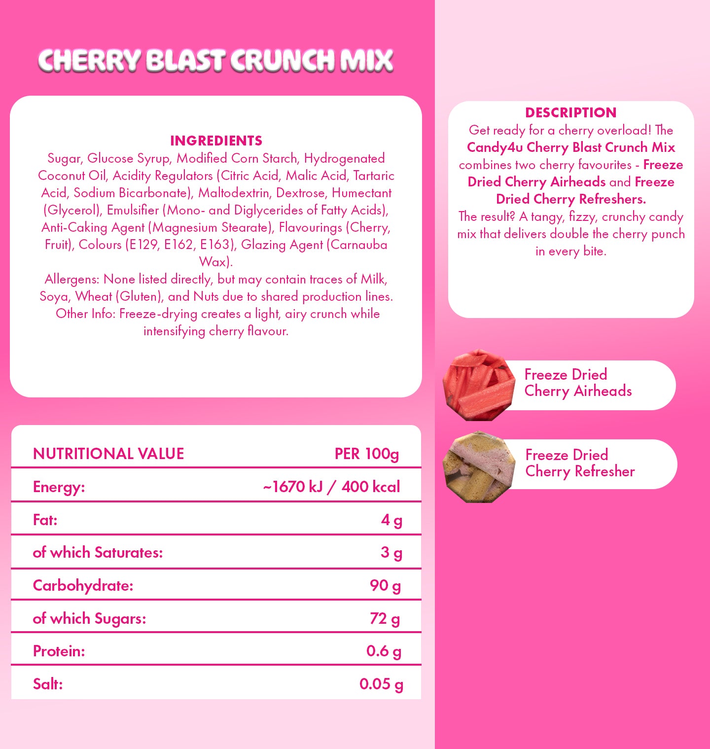 Cherry Blast Crunch Mix Freeze Dried Large Pouch 300g