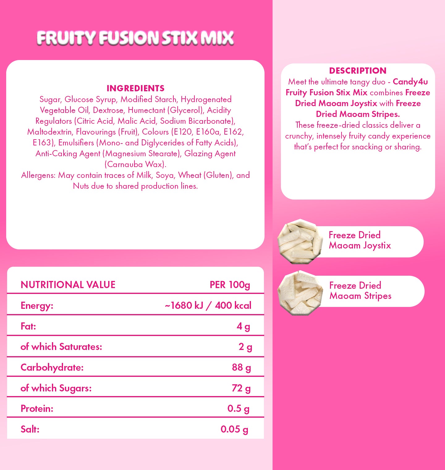 Fruity Fusion Stix Mix Freeze Dried Medium Pouch 150g