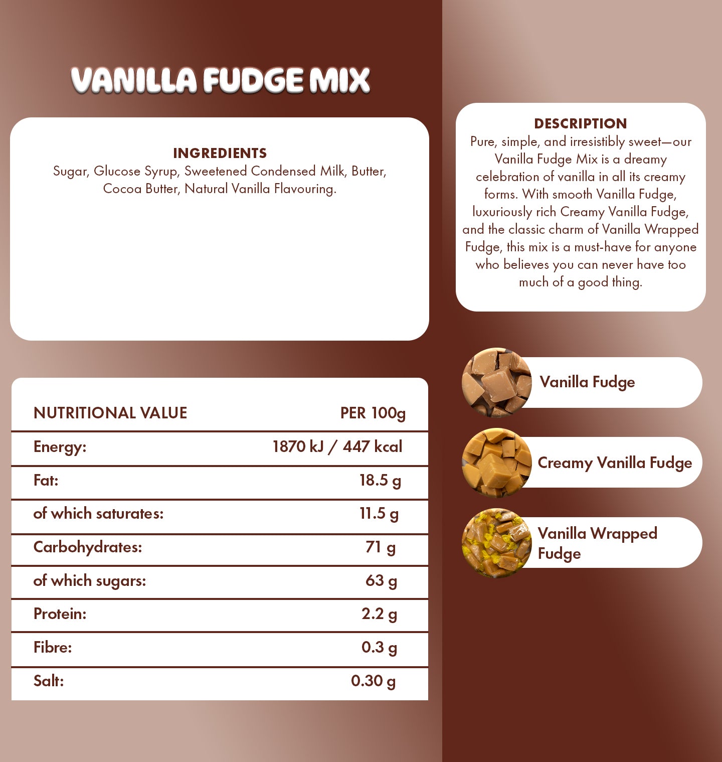 Vanilla Fudge Mix Fudge Large Bucket 3.5kg