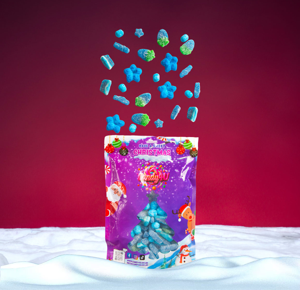Christmas Pouch Large Blue Mix Mix 1kg
