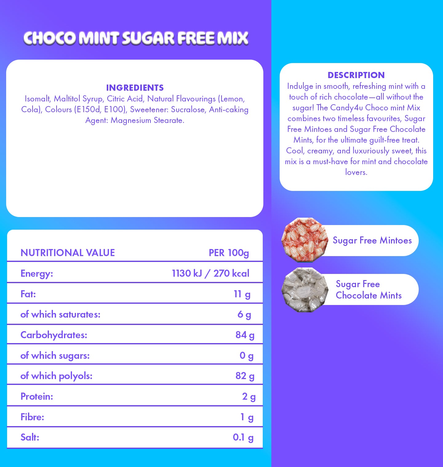 Choco Mint Mix Sugar Free Medium Pouch 300g