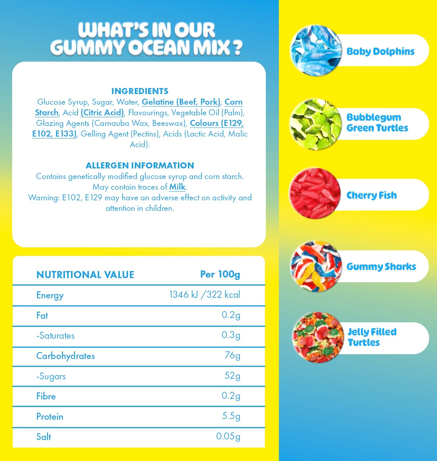 Gummy Ocean Mix Candy Tin 500g