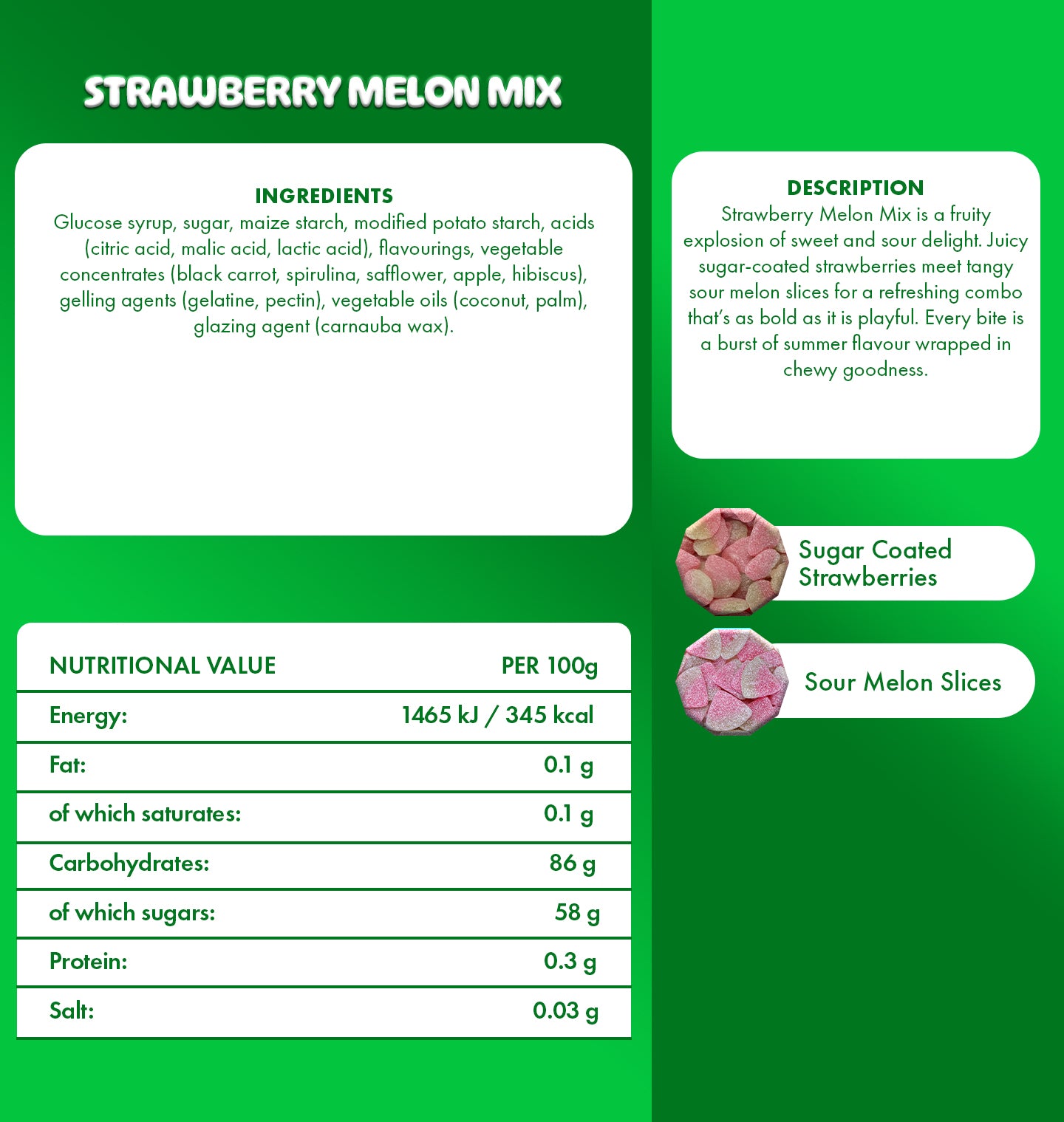 Strawberry Melon Mix Vegan Large Pouch 1kg