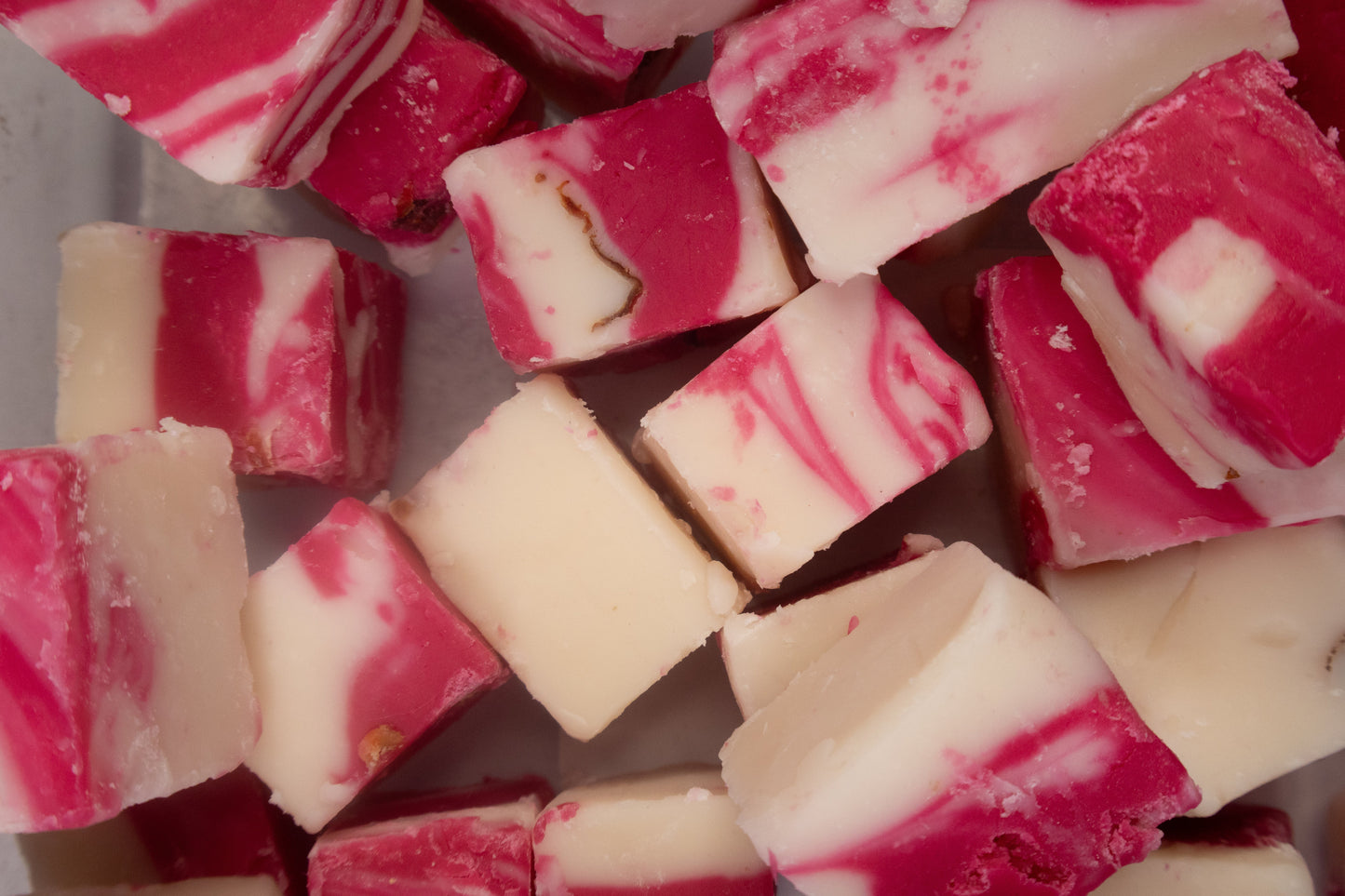 White Chocolate Cranberry Ripple Fudge